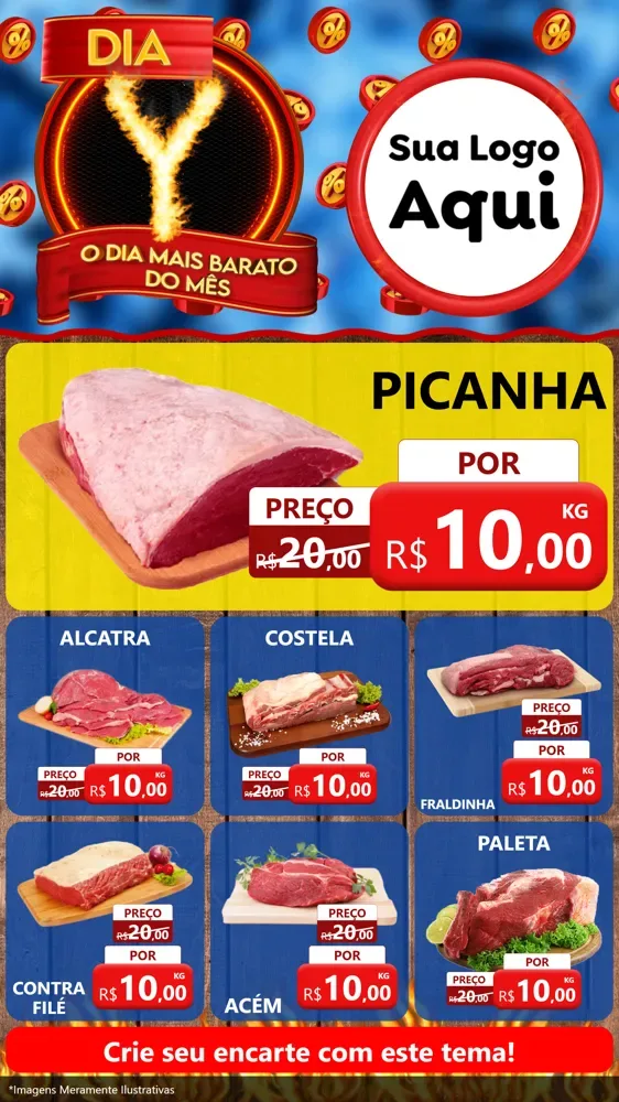 Modelo de Rede Social para Stories com o tema Dia Y - O Dia Mais Barato Do Mês para Açougue
