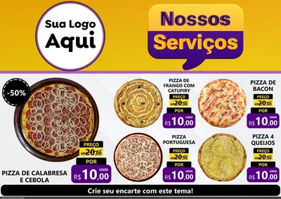Modelo de Encarte para Encarte A4 Horizontal com o tema Nossos Serviços para Pizzaria