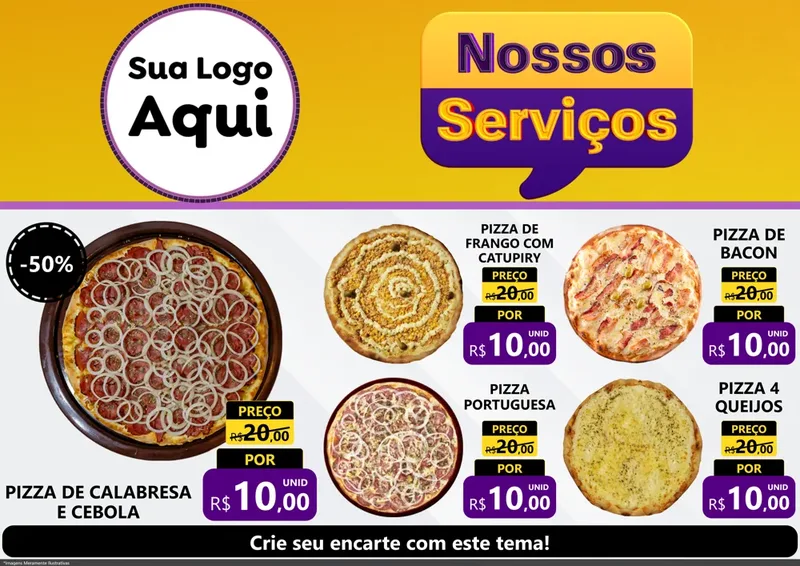 Modelo de Encarte para Encarte A4 Horizontal com o tema Nossos Serviços para Pizzaria