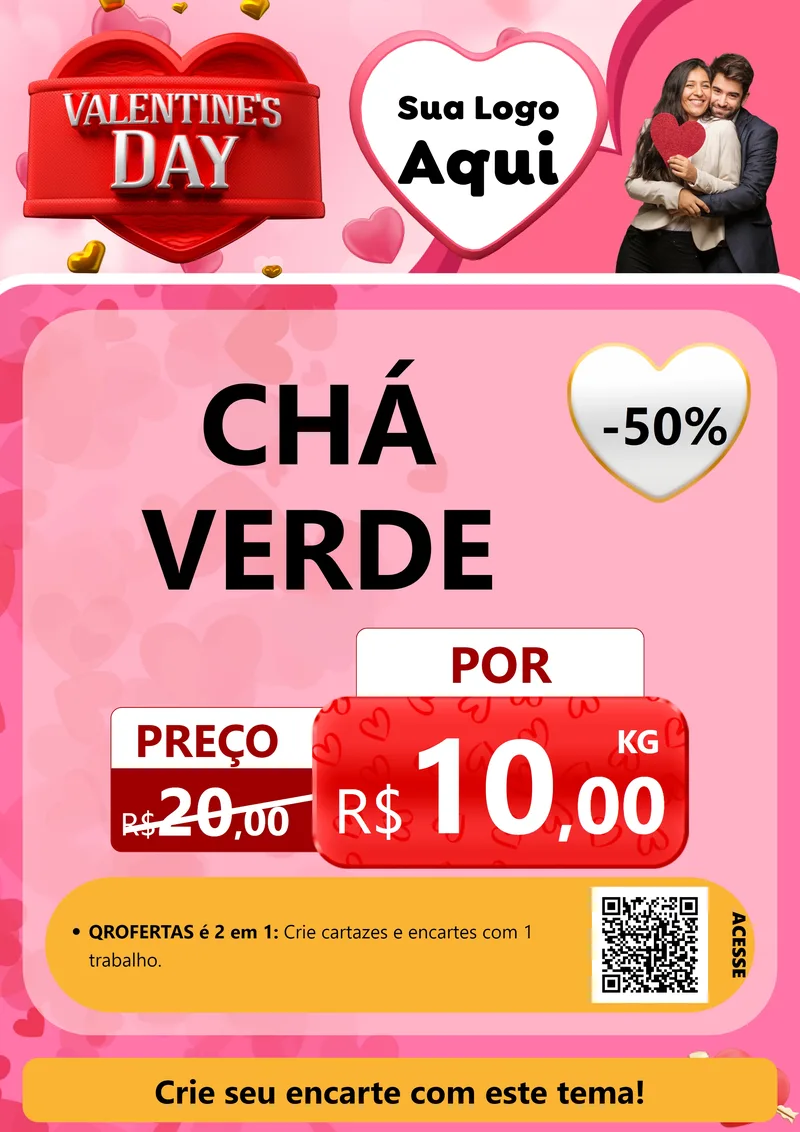 Modelo de Cartaz para Cartaz A4 Vertical com o tema Valentine's Day para Produtos Naturais