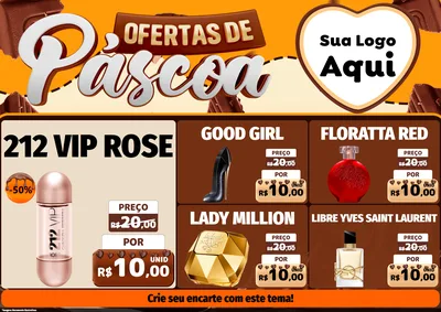 Modelo de Encarte para Encarte A4 Horizontal com o tema Ofertas de Páscoa para Perfumes