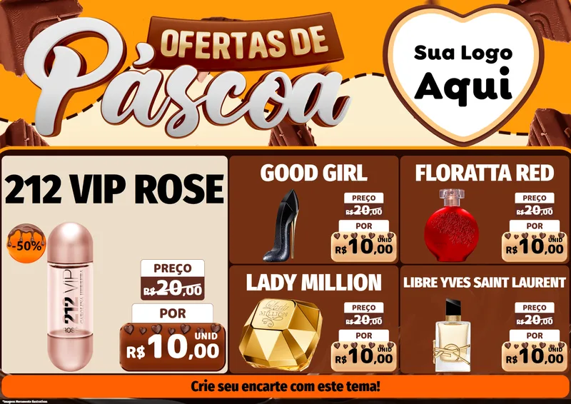 Modelo de Encarte para Encarte A4 Horizontal com o tema Ofertas de Páscoa para Perfumes