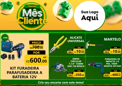 Modelo de Encarte para Encarte A4 Horizontal com o tema Especial Mês do Cliente para Maquinas e Ferramentas