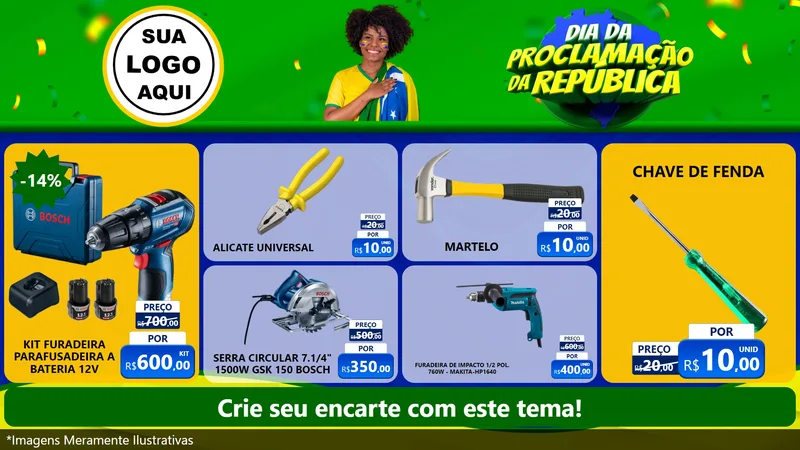 Modelo de TV para TV Horizontal com o tema Dia Da Proclamação Da República para Maquinas e Ferramentas