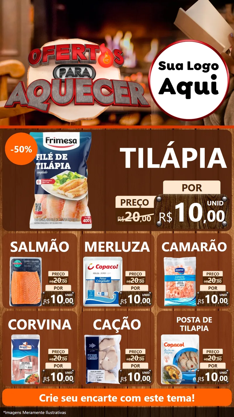Modelo de Rede Social para Stories com o tema Ofertas Para Aquecer para Peixaria