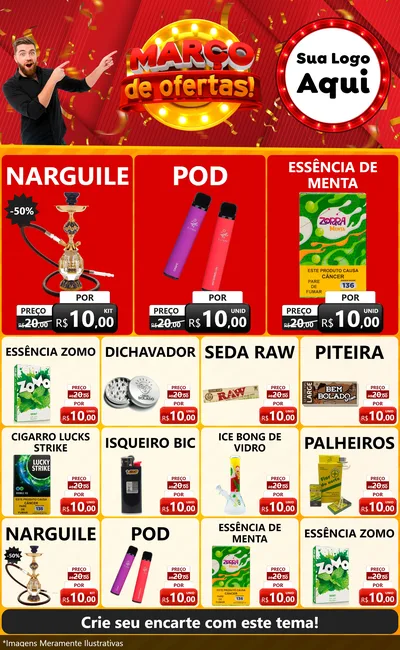 Modelo de Encarte para Encarte Grande com o tema Março de Ofertas! para Tabacaria