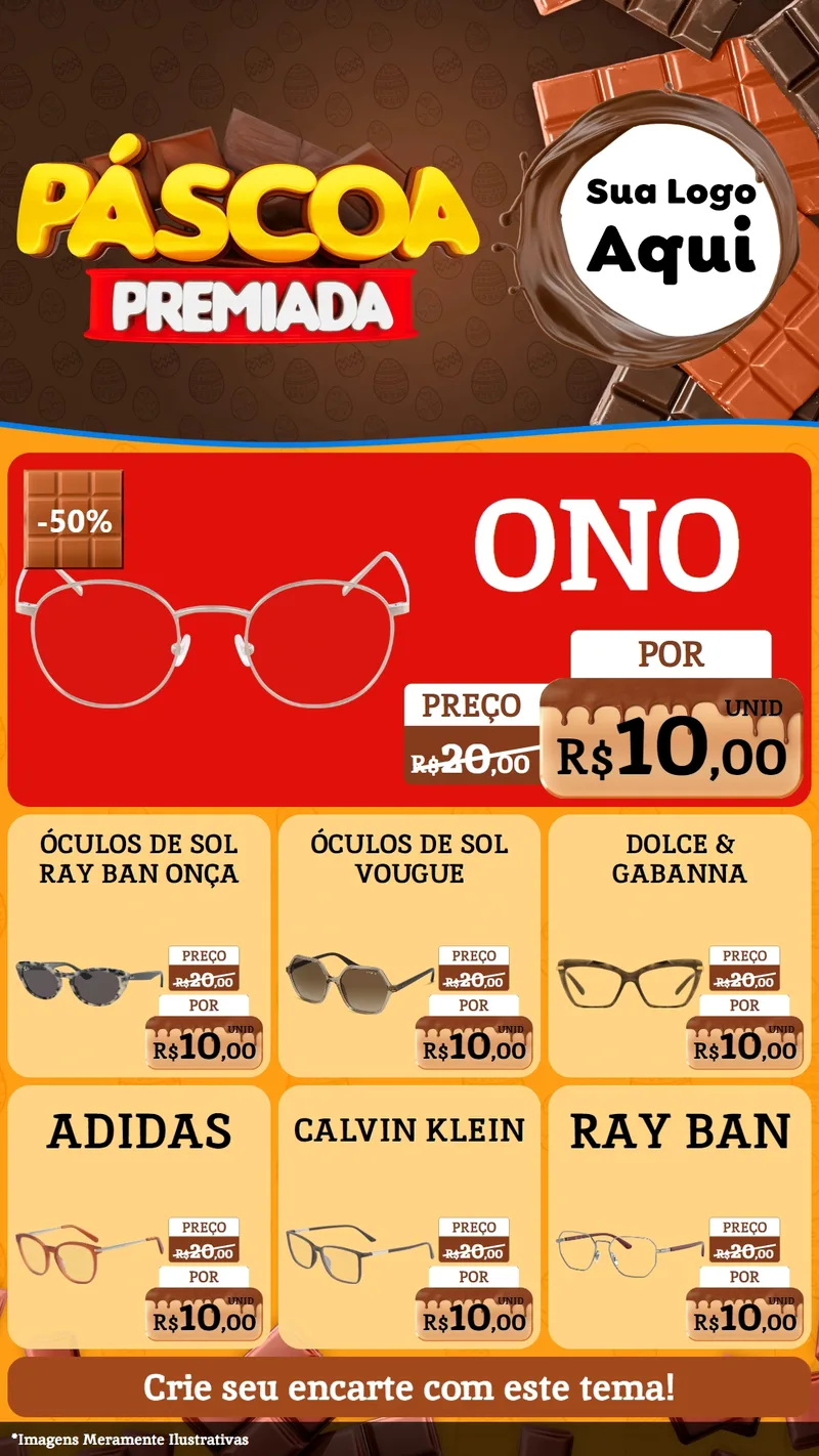 Modelo de Rede Social para Stories com o tema Páscoa Premiada para Óticas