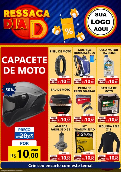 Modelo de Encarte para Encarte A4 Vertical com o tema Ressaca Dia D para Moto peças