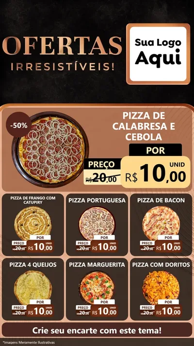 Modelo de Rede Social para Stories com o tema Ofertas Irresistíveis! para Pizzaria