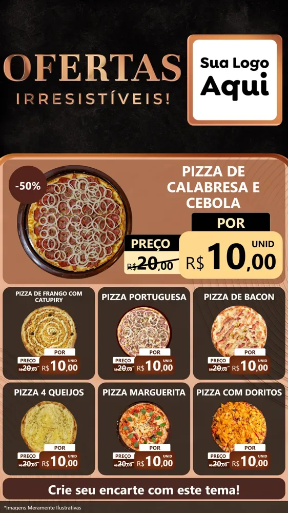 Modelo de Rede Social para Stories com o tema Ofertas Irresistíveis! para Pizzaria