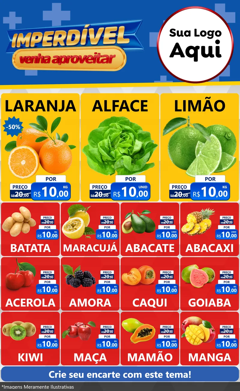 Modelo de Encarte para Encarte Grande com o tema Imperdível para Hortifrúti