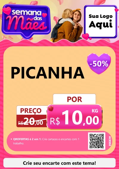 Modelo de Cartaz para Cartaz A4 Vertical com o tema Semana das Mães para Açougue