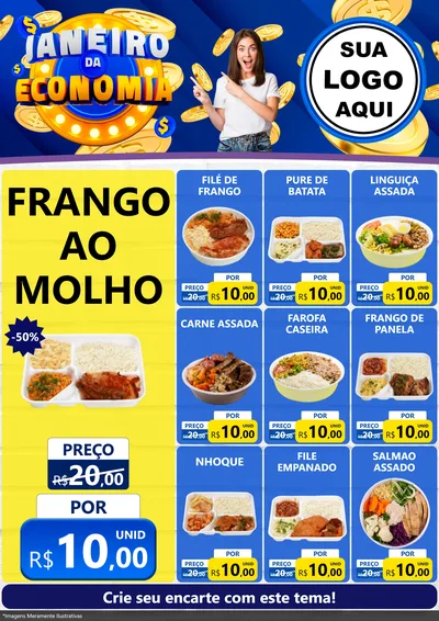 Modelo de Encarte para Encarte A4 Vertical com o tema Janeiro da Economia para Restaurante