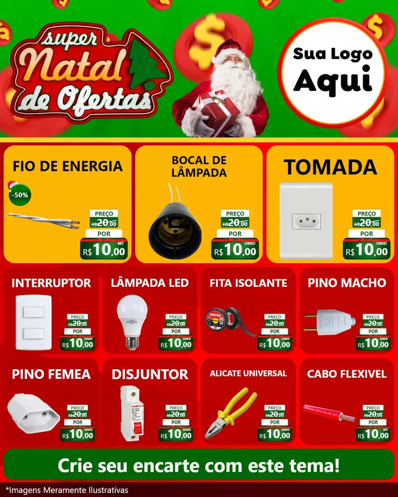 Modelo de Rede Social para Feed Instagram com o tema Super Natal de Ofertas para Materiais Elétricos