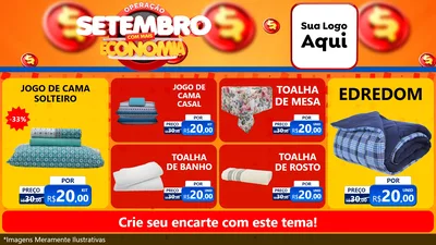 Modelo de TV para TV Horizontal com o tema Operação Setembro Com Muita Economia para Cama, Mesa e Banho