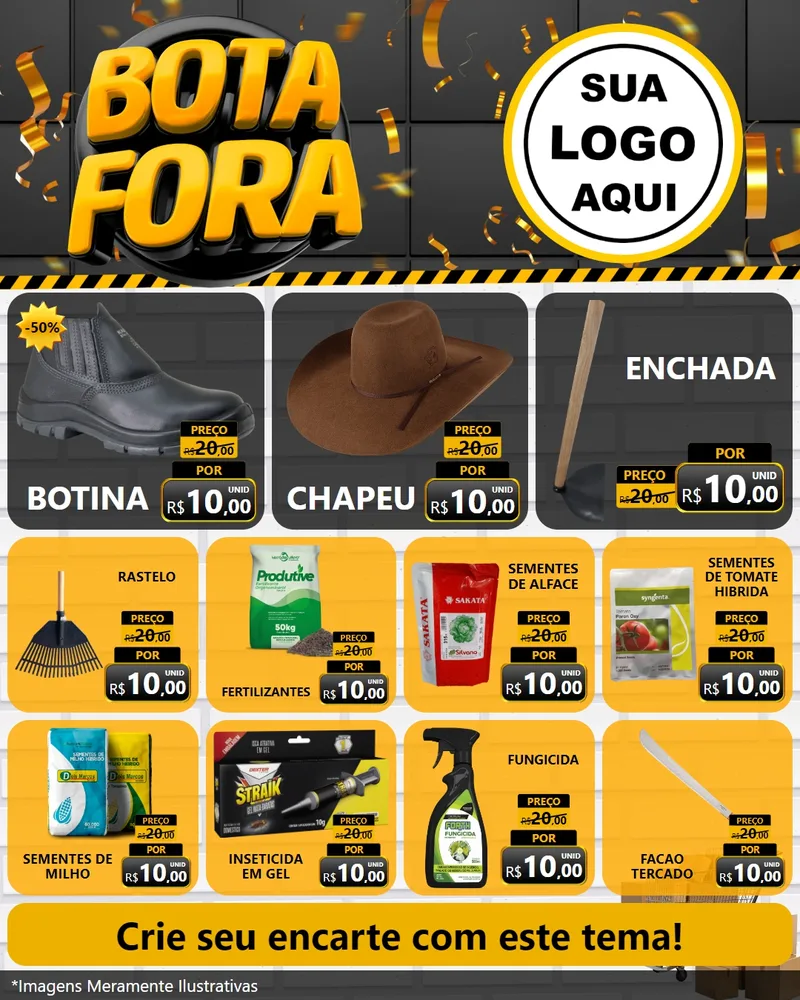 Modelo de Rede Social para Feed Instagram com o tema Bota Fora para Agropecuária