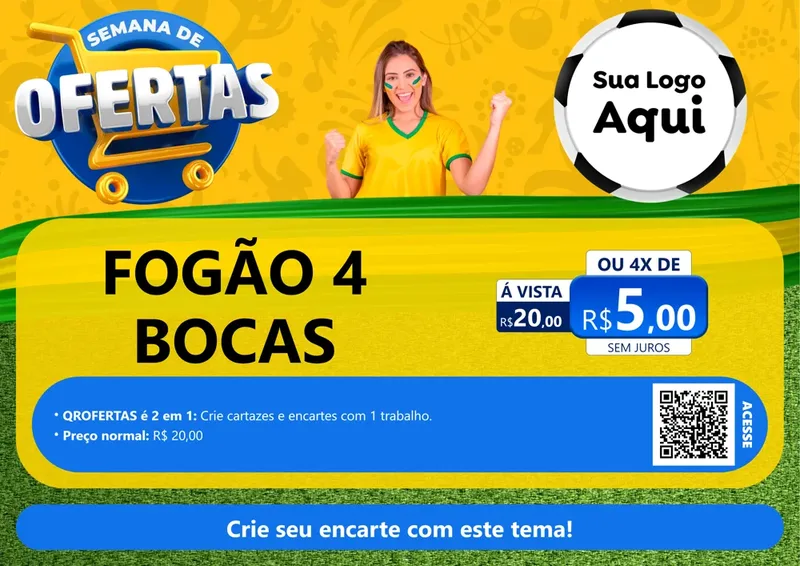 Modelo de Cartaz para Cartaz A4 Horizontal com o tema Semana de Ofertas - Copa para Móveis e Eletro