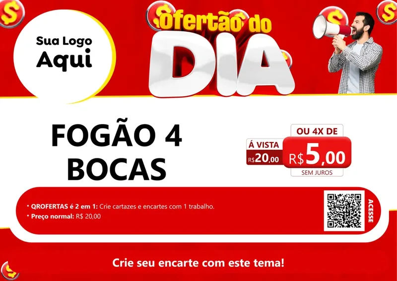 Modelo de Cartaz para Cartaz A4 Horizontal com o tema Ofertão do dia para Móveis e Eletro