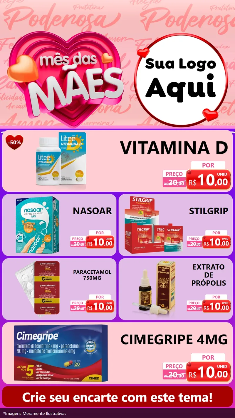 Modelo de TV para TV Vertical com o tema Mês Das Mães para Farmácia