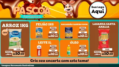 Modelo de TV para TV Horizontal com o tema Páscoa Fantástica para Supermercado