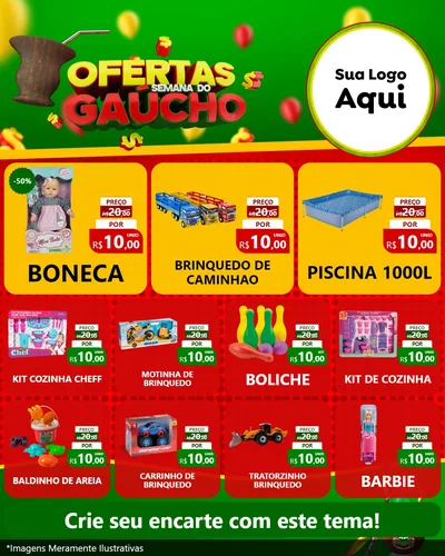 Modelo de Rede Social para Feed Instagram com o tema Ofertas Semana Do Gaúcho para Brinquedos