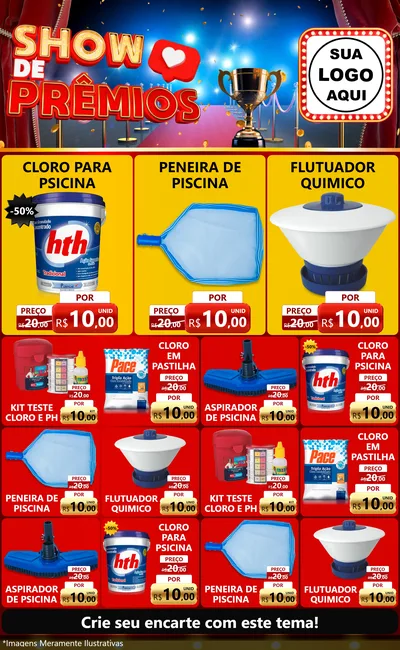 Modelo de Encarte para Encarte Grande com o tema Show de Prêmios para Produtos para Piscina