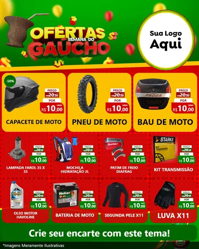 Modelo de Rede Social para Feed Instagram com o tema Ofertas Semana Do Gaúcho para Moto peças