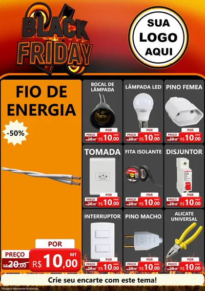 Modelo de Encarte para Encarte A4 Vertical com o tema Black Friday para Materiais Elétricos