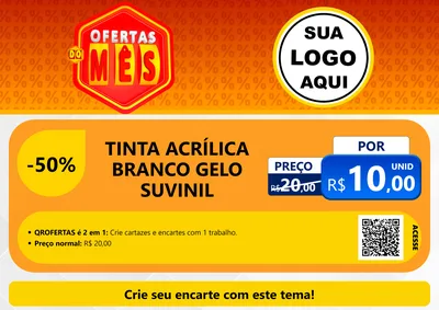 Modelo de Cartaz para Cartaz A4 Horizontal com o tema Ofertas do Mês para Tintas e Ferramentas