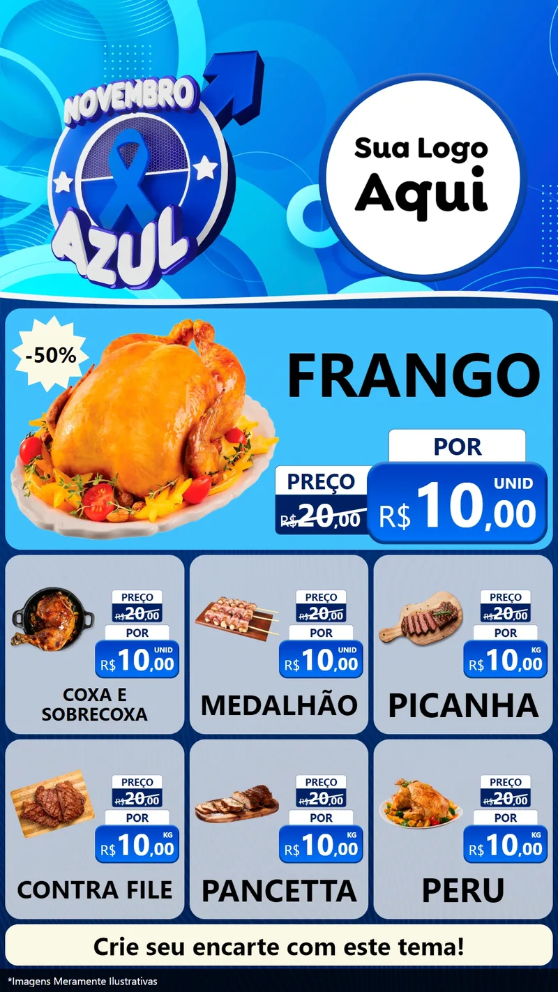 Modelo de Rede Social para Stories com o tema Novembro Azul para Assados