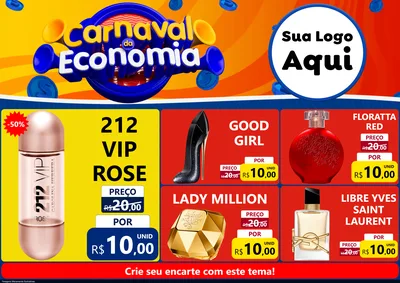 Modelo de Encarte para Encarte A4 Horizontal com o tema Carnaval da Economia para Perfumes
