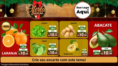 Modelo de TV para TV Horizontal com o tema Ofertas Natalina para Hortifrúti