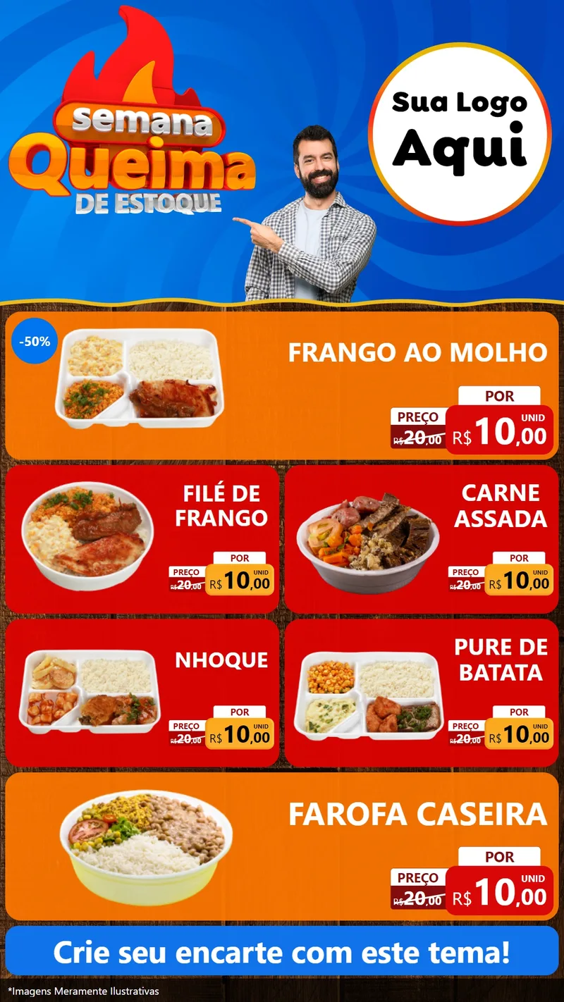 Modelo de TV para TV Vertical com o tema Semana Queima de Estoque para Restaurante