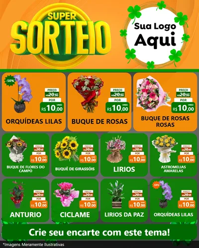 Modelo de Rede Social para Feed Instagram com o tema Super Sorteio para Floricultura e jardim