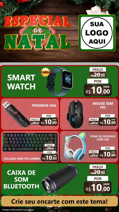 Modelo de TV para TV Vertical com o tema Especial de Natal para Informática