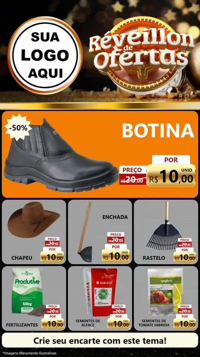 Modelo de Rede Social para Stories com o tema Réveillon de Ofertas para Agropecuária