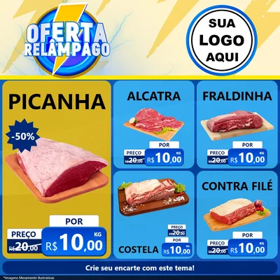 Modelo de Rede Social para Feed Facebook com o tema Oferta Relâmpago para Açougue