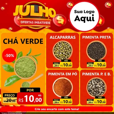 Modelo de Rede Social para Feed Facebook com o tema Julho Ofertas Imbatíveis para Produtos Naturais