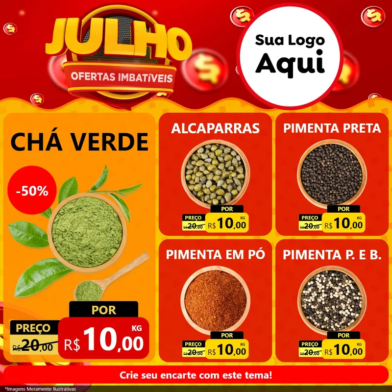 Modelo de Rede Social para Feed Facebook com o tema Julho Ofertas Imbatíveis para Produtos Naturais
