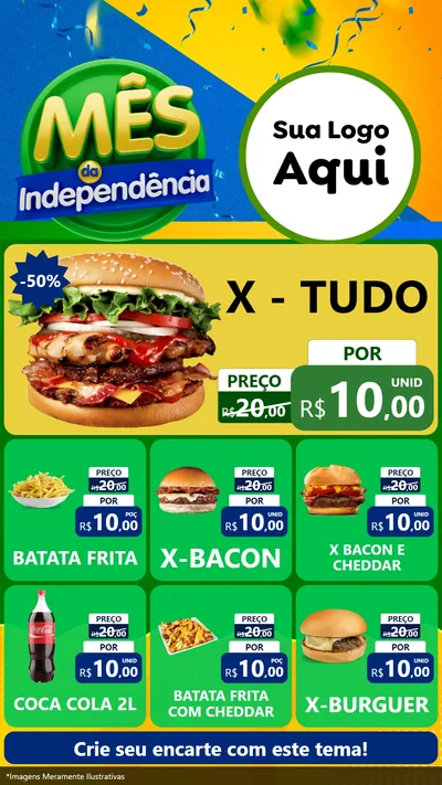 Modelo de Rede Social para Stories com o tema Mês da Independência para Hamburgueria
