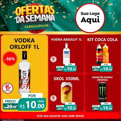 Modelo de Rede Social para Feed Facebook com o tema Ofertas da Semana Farroupilha para Distribuidora de bebidas