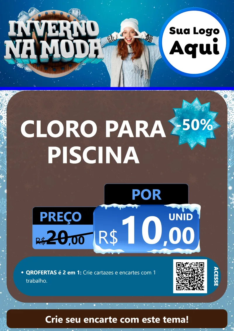 Modelo de Cartaz para Cartaz A4 Vertical com o tema Inverno na Moda para Produtos para Piscina
