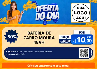 Modelo de Cartaz para Cartaz A4 Horizontal com o tema Oferta do Dia para Baterias Elétricas