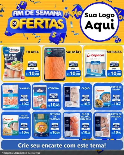 Modelo de Rede Social para Feed Instagram com o tema Fim de Semana de Ofertas para Peixaria