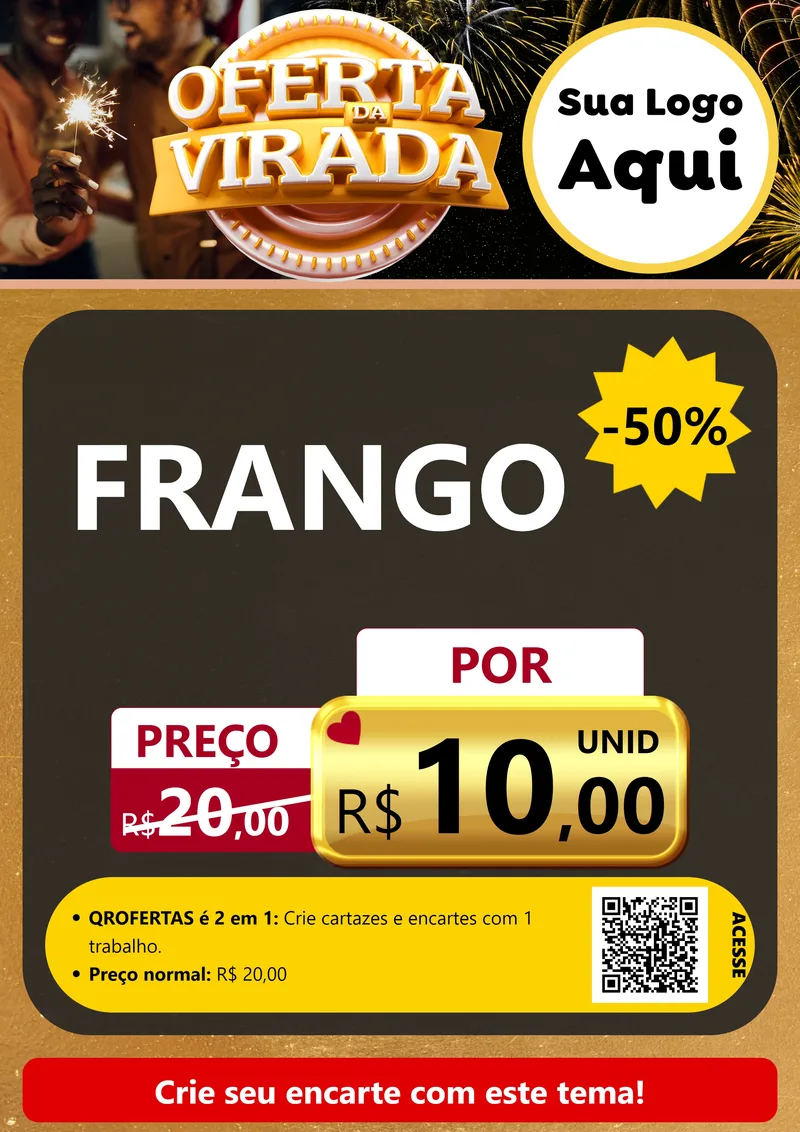 Modelo de Cartaz para Cartaz A4 Vertical com o tema Oferta da Virada para Assados