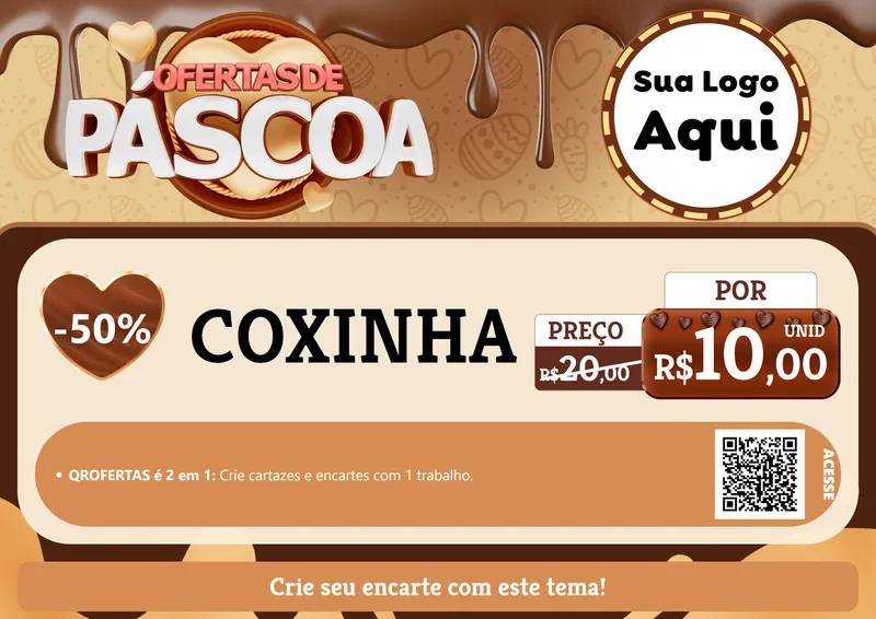 Modelo de Cartaz para Cartaz A4 Horizontal com o tema Ofertas de Páscoa para Salgadaria