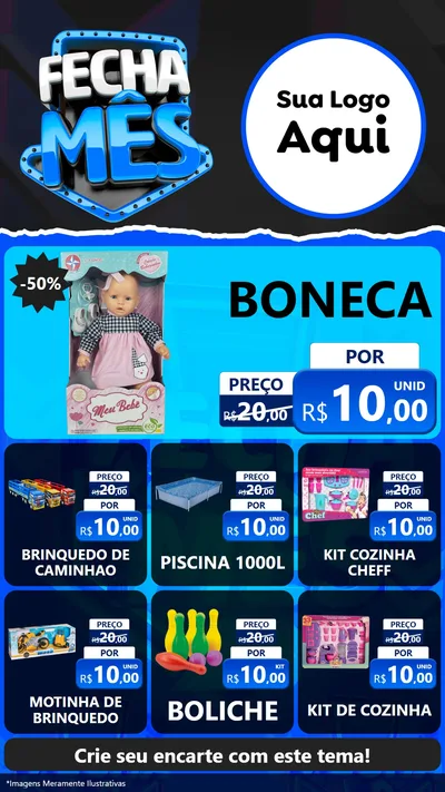 Modelo de Rede Social para Stories com o tema Fecha Mês para Brinquedos
