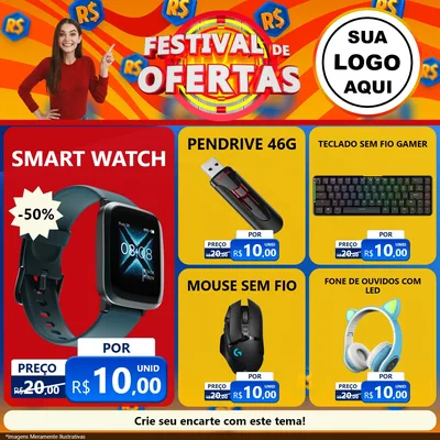Modelo de Rede Social para Feed Facebook com o tema Festival de Ofertas para Informática