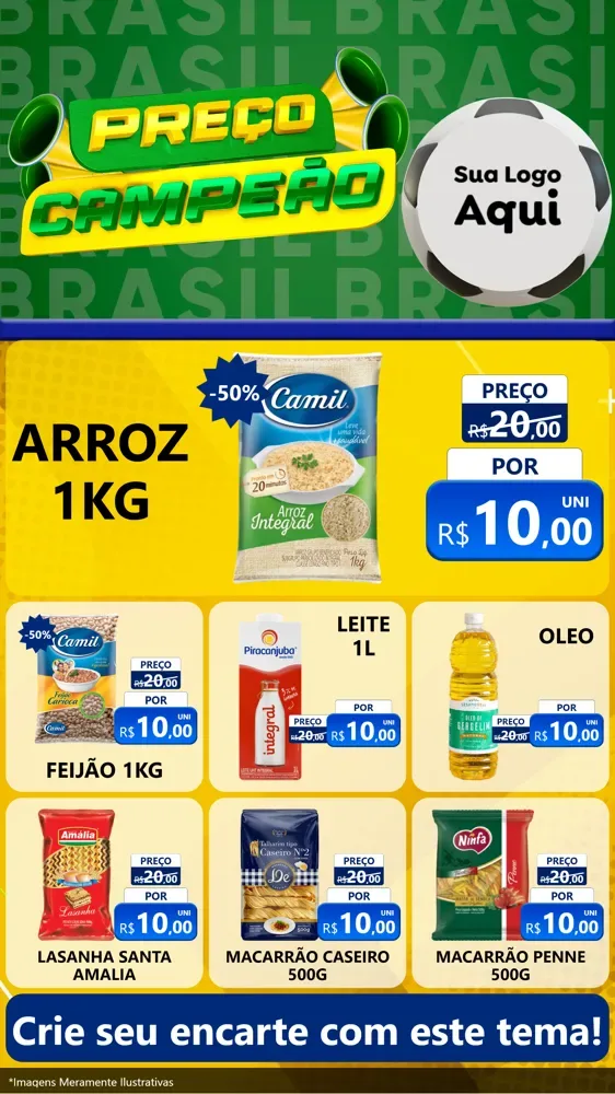 Modelo de Rede Social para Stories com o tema Preço Campeão - Copa para Supermercado