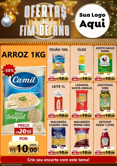 Modelo de Encarte para Encarte A4 Vertical com o tema Ofertas de Fim de Ano para Supermercado